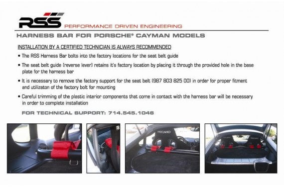 Barre harnais RSS pour PORSCHE Cayman 987