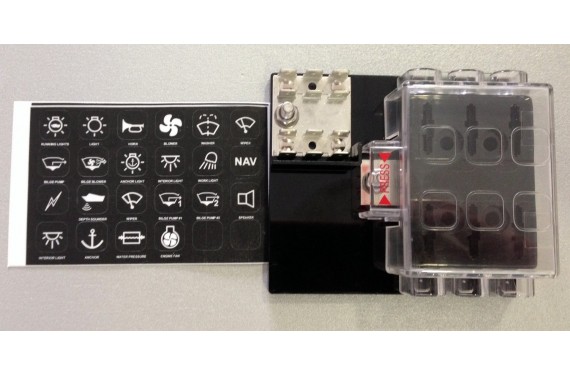 Porte fusible 6 positions, avec masse collective.)