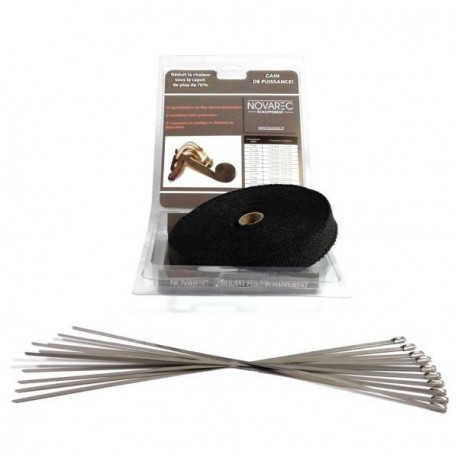 PACK Ruban 50mm 15M isolant échappement NOIR type COOL IT + 10 colliers