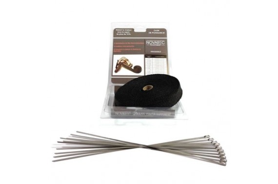 PACK Ruban 50mm 15M isolant échappement NOIR type COOL IT + 10 colliers