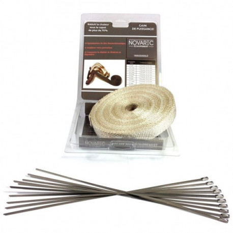 PACK Ruban 25mm 15M isolant echappement BLANC type COOL IT + 10 colliers