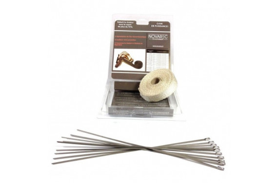 PACK Ruban 25mm 5M isolant echappement BLANC type COOL IT + 10 colliers