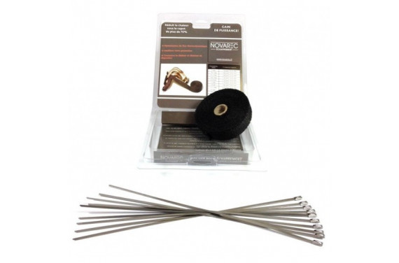 PACK Ruban 25mm 5M isolant echappement NOIR type COOL IT + 10 colliers
