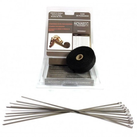 PACK Ruban 25mm 5M isolant echappement NOIR type COOL IT + 10 colliers