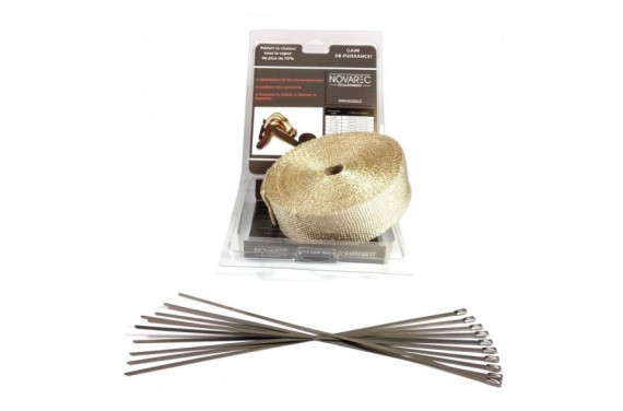 PACK Ruban 50mm 15M isolant echappement BLANC type COOL IT + 10 colliers