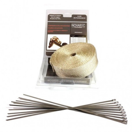 PACK Ruban 50mm 15M isolant echappement BLANC type COOL IT + 10 colliers