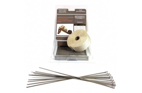 PACK Ruban 50mm 5M isolant echappement BLANC type COOL IT + 10 colliers