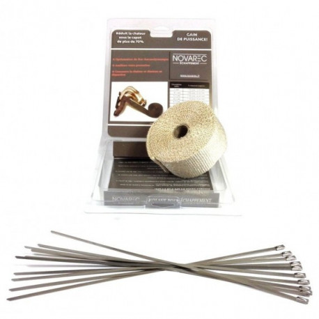 PACK Ruban 50mm 5M isolant echappement BLANC type COOL IT + 10 colliers